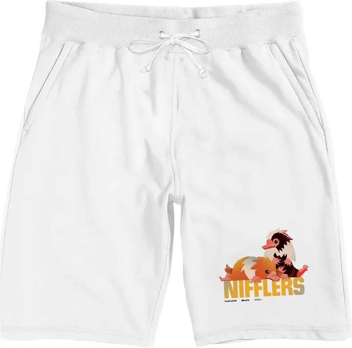 Fantastic Beasts: The Secrets of Dumbledore NIfflers Men’s White Lounge Shorts-Large