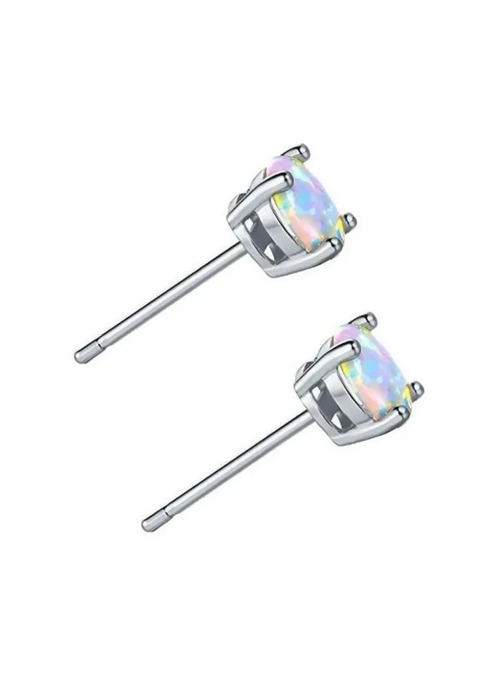 Cubic Zirconia Studded Opal Studded Stud Earrings