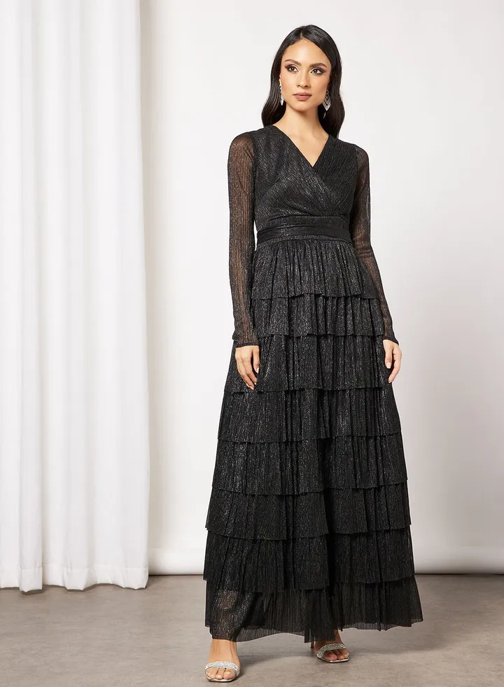 Tiered Plisse Maxi Dress