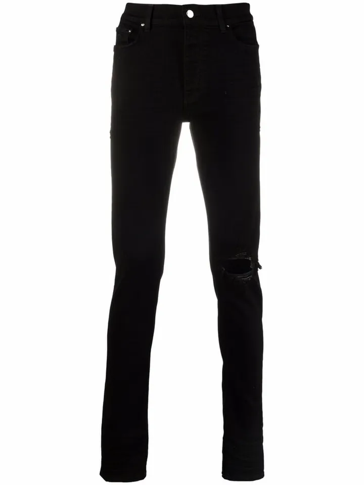 Distressed-Finish Slim-Cut Jeans