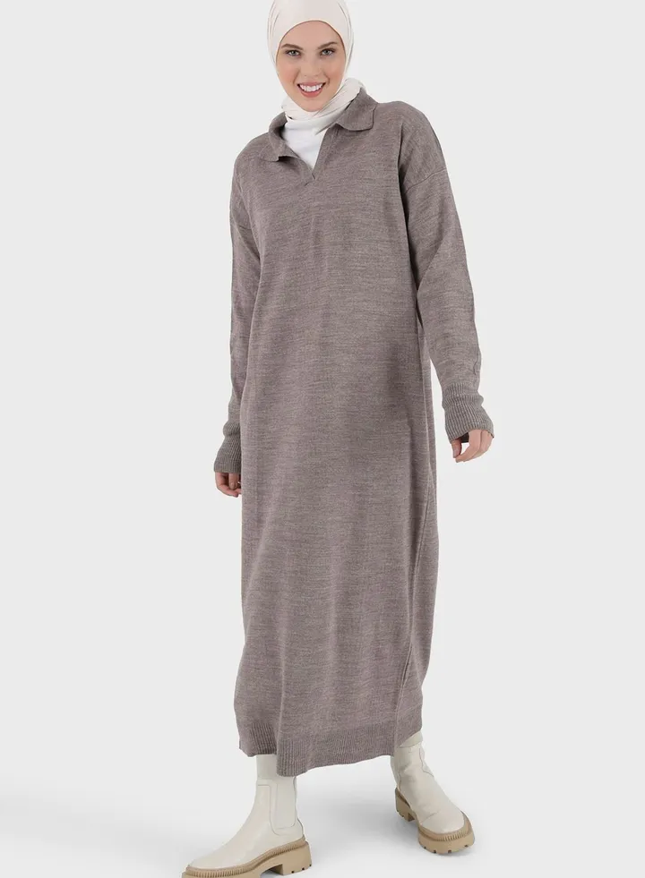 Polo Neck Knitted Dress