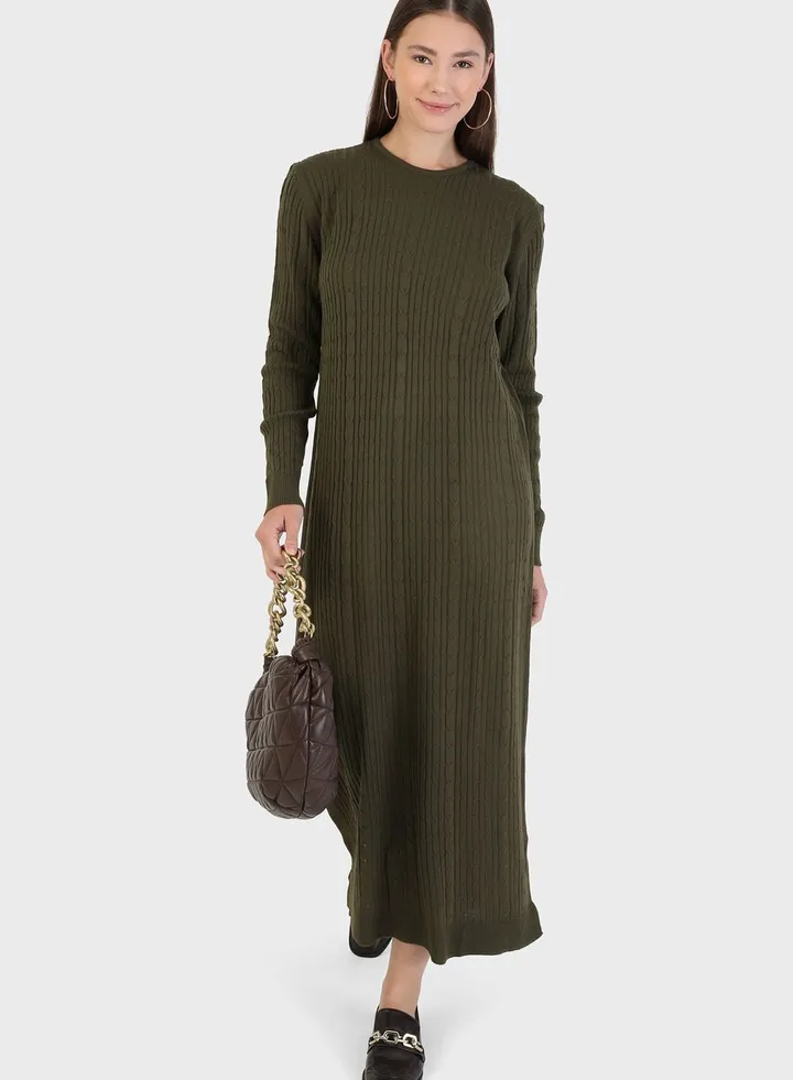 Crew Neck Knitted Dress