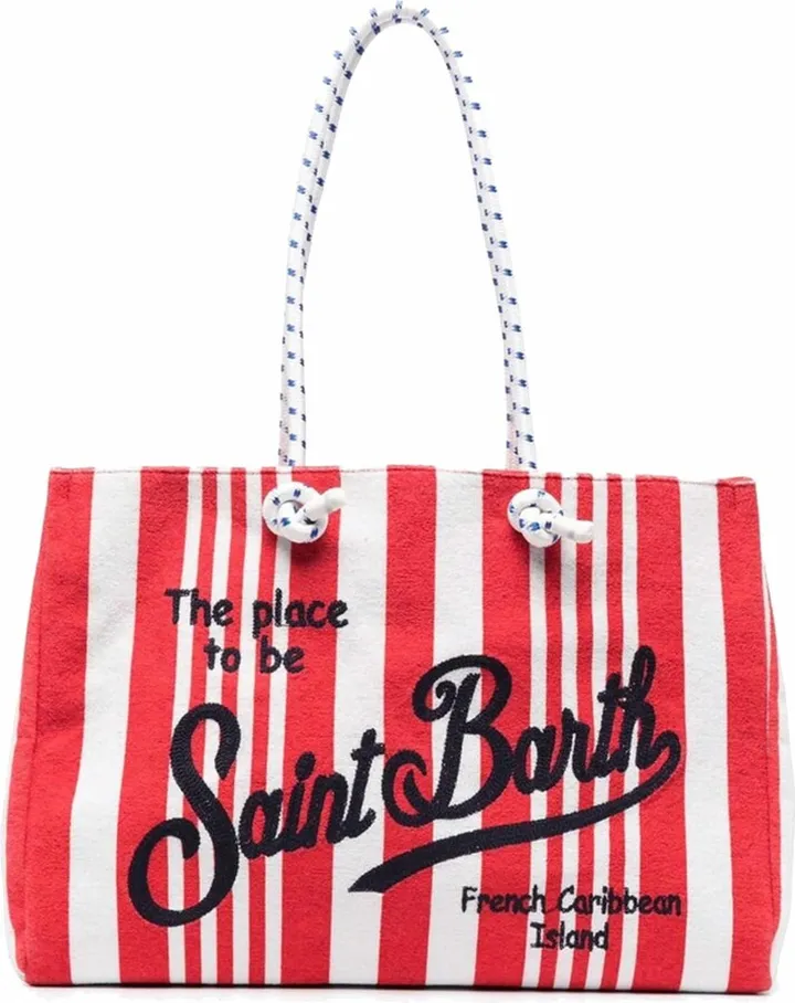 Sponge Striped Bag With Embroidery