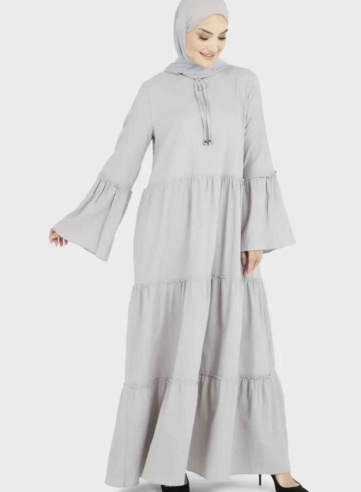 Tie Neck Tiered Dress