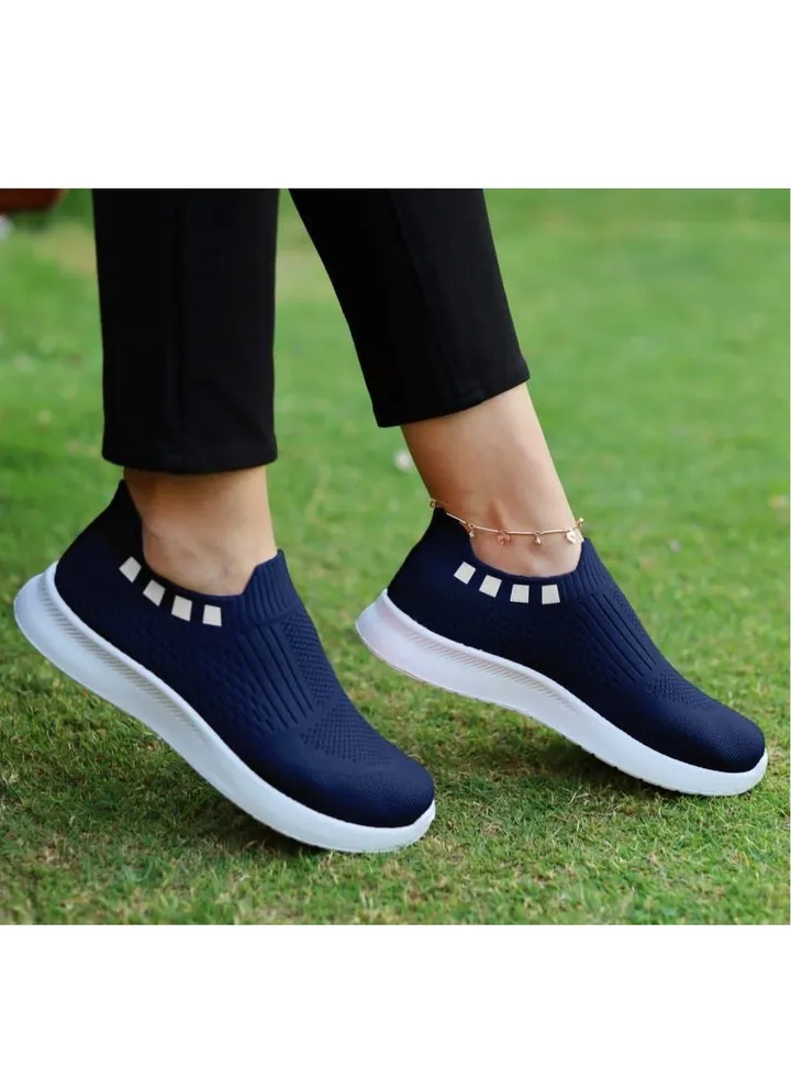 Women's navy blue slip-on shoes 2024