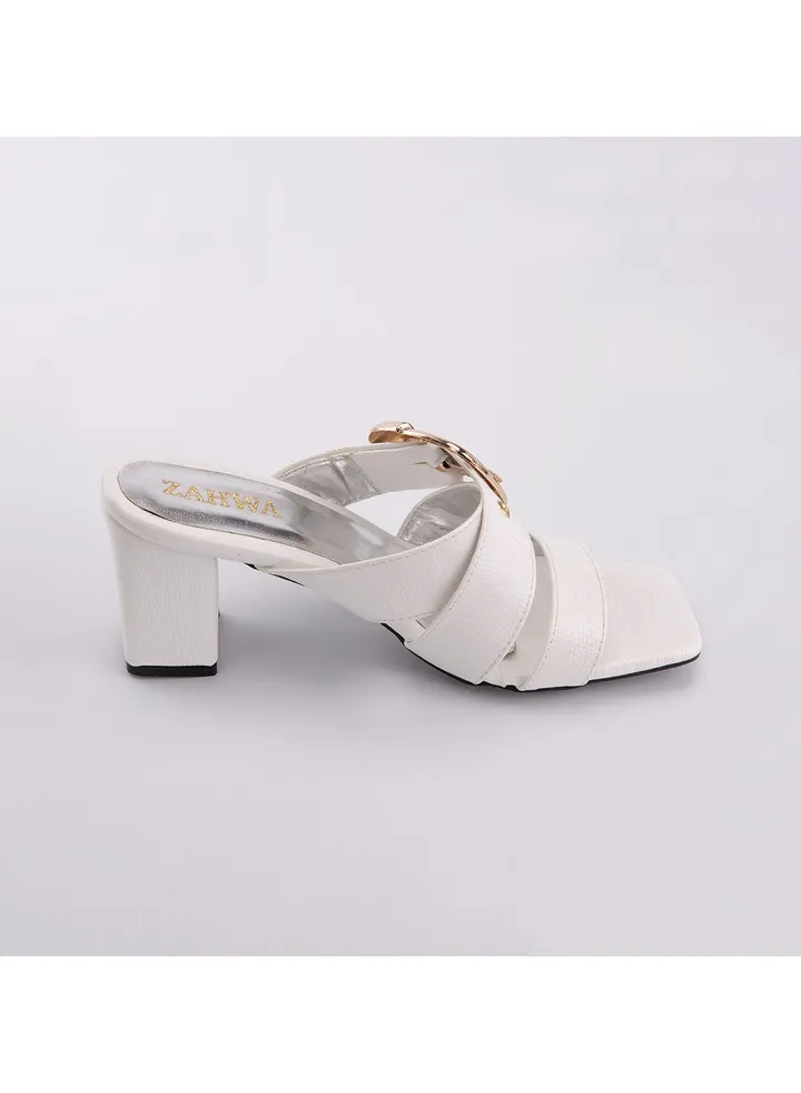 Slipper Heels 1 Buckle Metal Texture