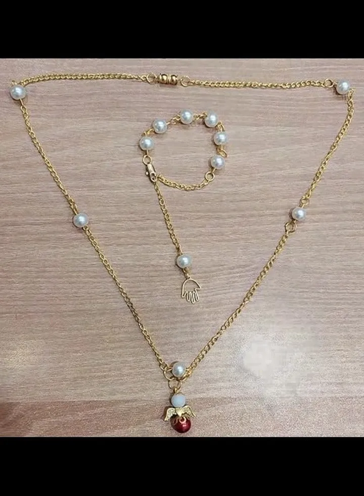 Faux Pearl Necklace and Bracelet Set Accessories for Women