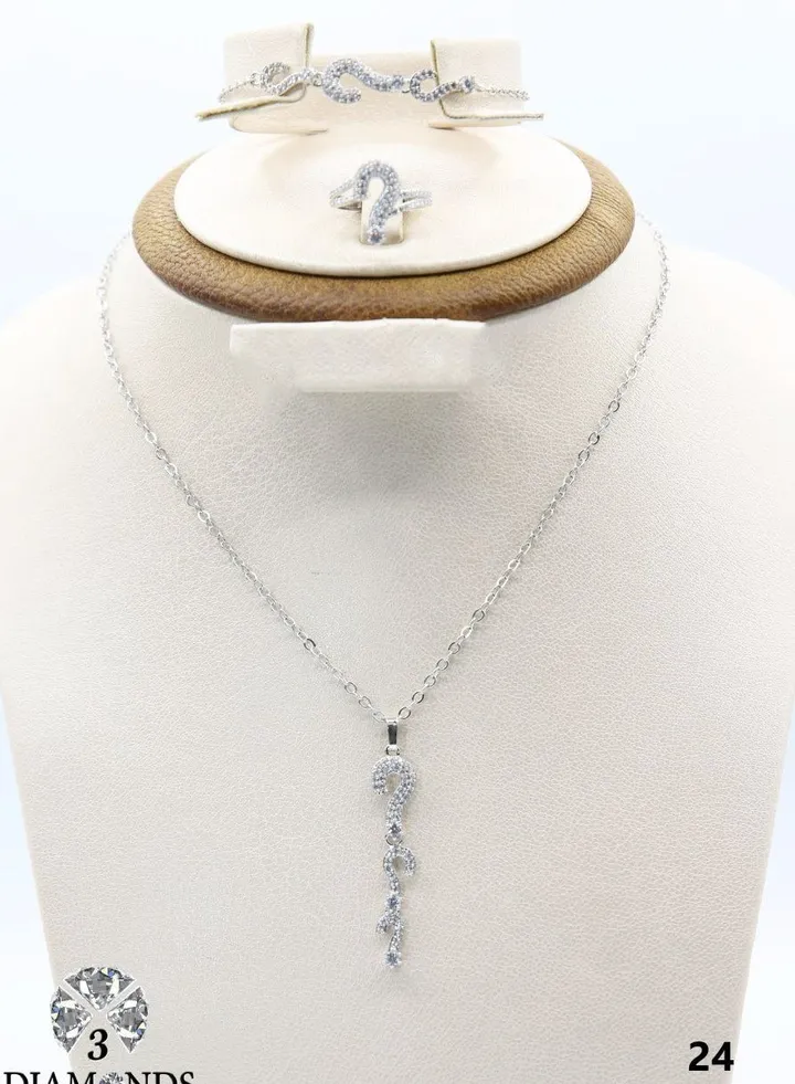Jewelry Set Platinum Plated Zircon Stones Whole Set