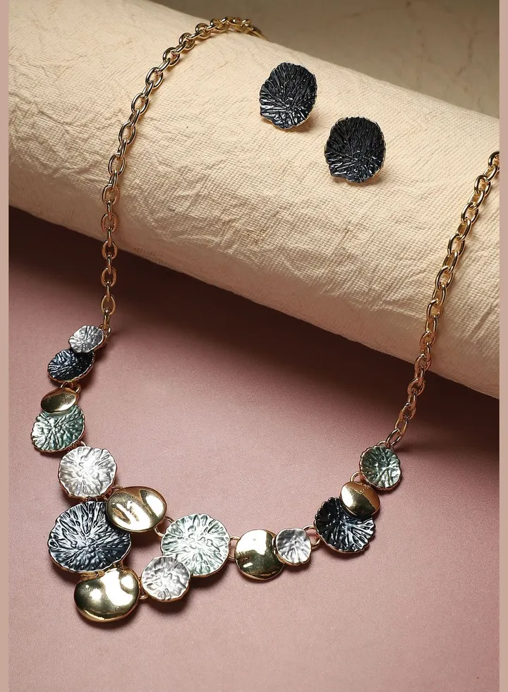 Gold Plated Designer Party Wear Necklace and Earring Set For Women