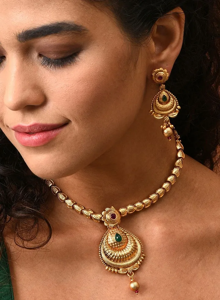 Gold Plated Designer Stone Necklace Set