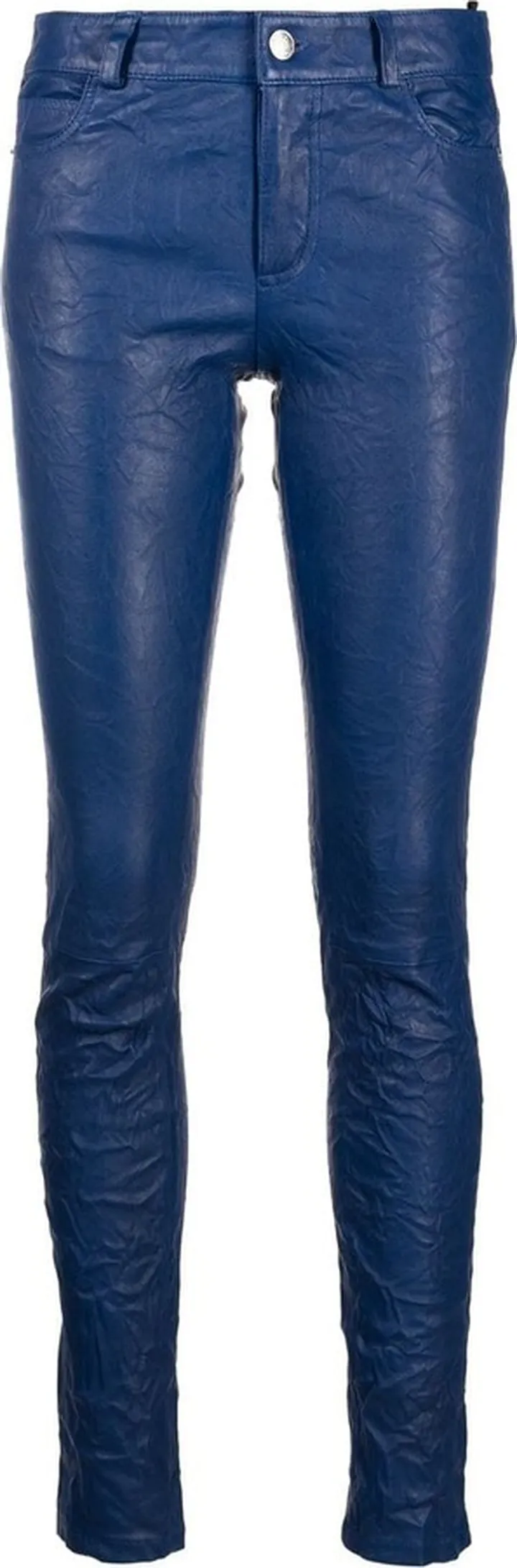 Crinkled-Finish Leather Trousers