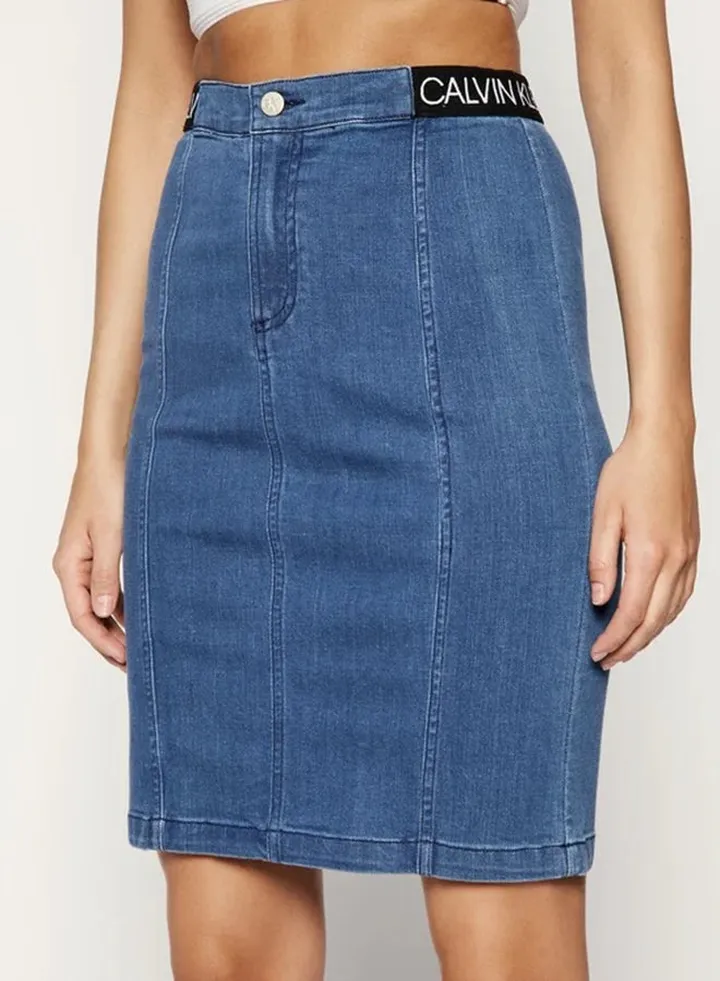 Denim Pencil Skirt Mid Indigo