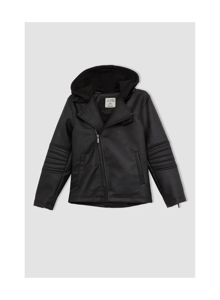 Boy Black PU Coat