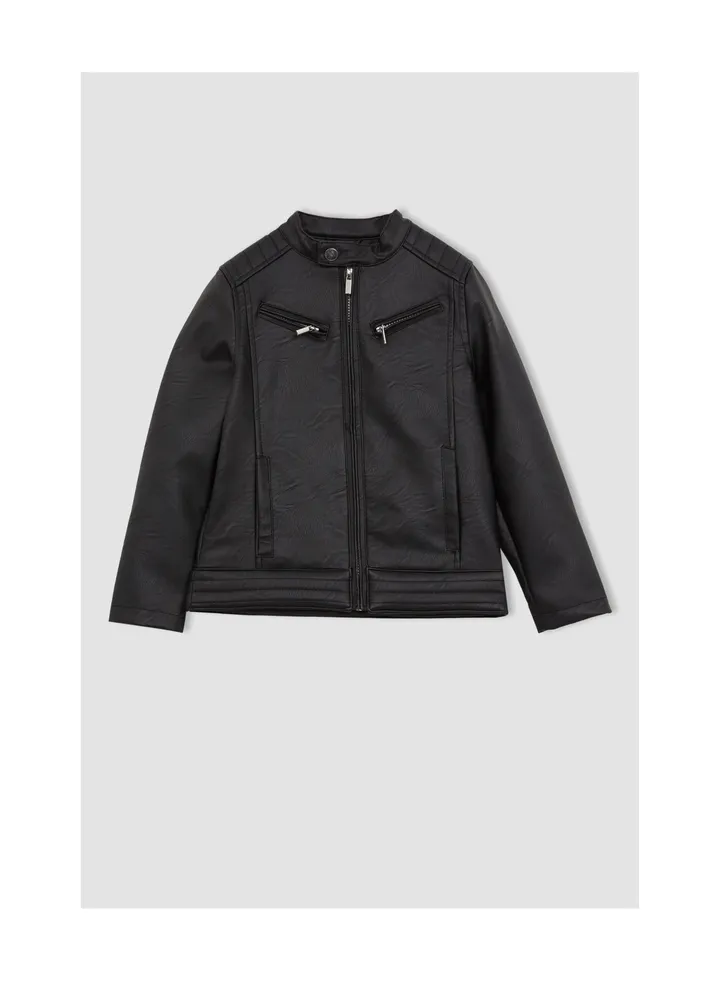 Boy Black PU Coat