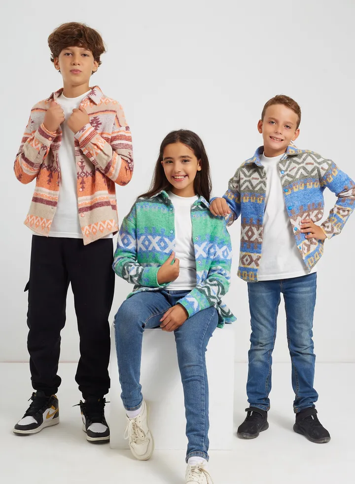 Boys Wool Jacket - Blue & Beige