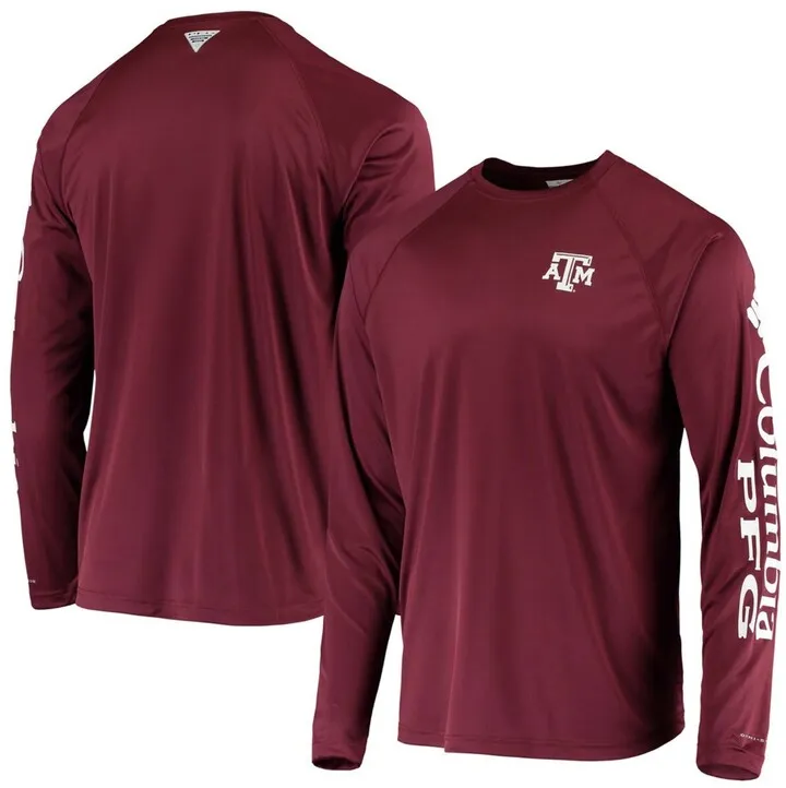 Men's Pfg Maroon Texas A M Aggies Terminal Tackle Omni-Shade Long Sleeve T-shirt