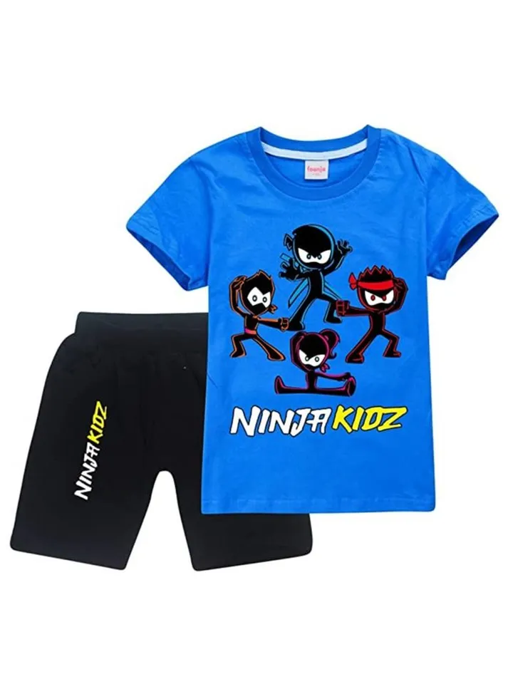 Summer Kids Game NINJA KIDZ Printed T-shirt Children Cartoon Anime T Shirt Toddler Baby Short Sleeves Tshirt O-neck Tee Tops Short Suit