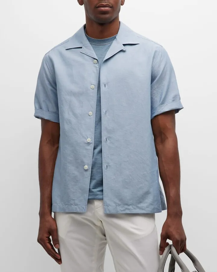 Men's Cotton-Linen Camp Shirt