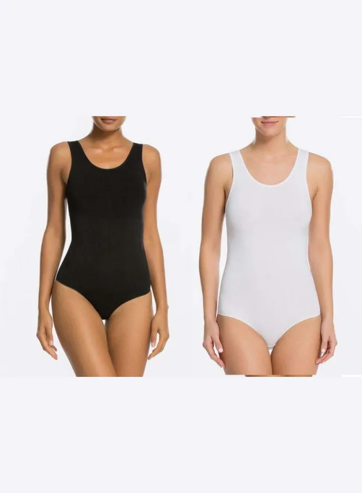 2-Piece Sleeveless Shapewear Set Black/White
