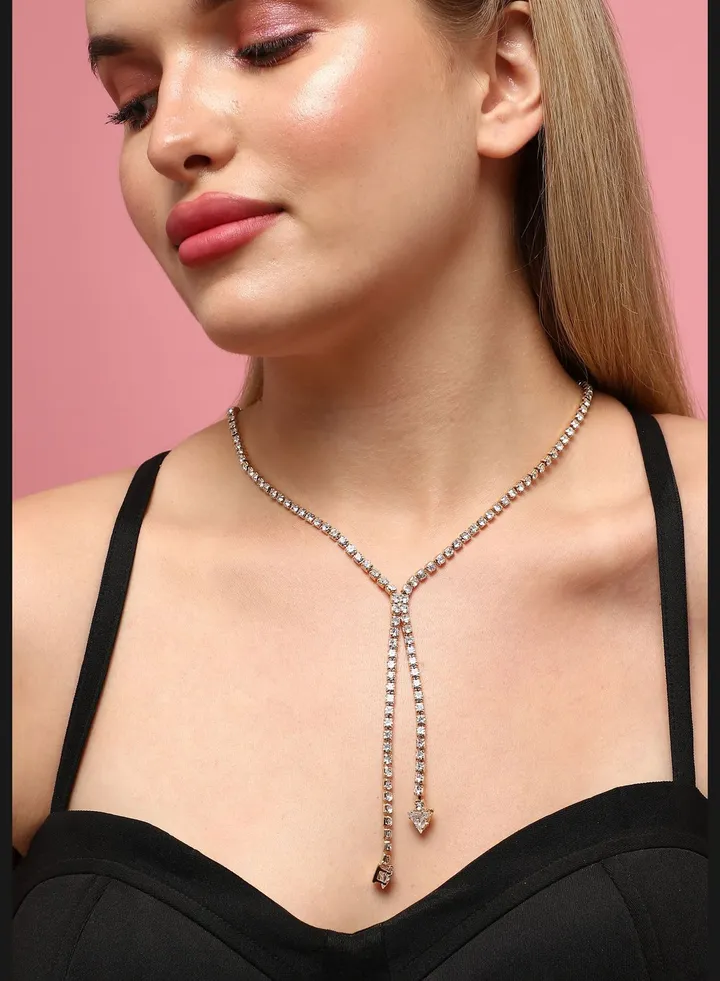 Silver Plated Designer Stone Western Wear Choker Necklace For Women