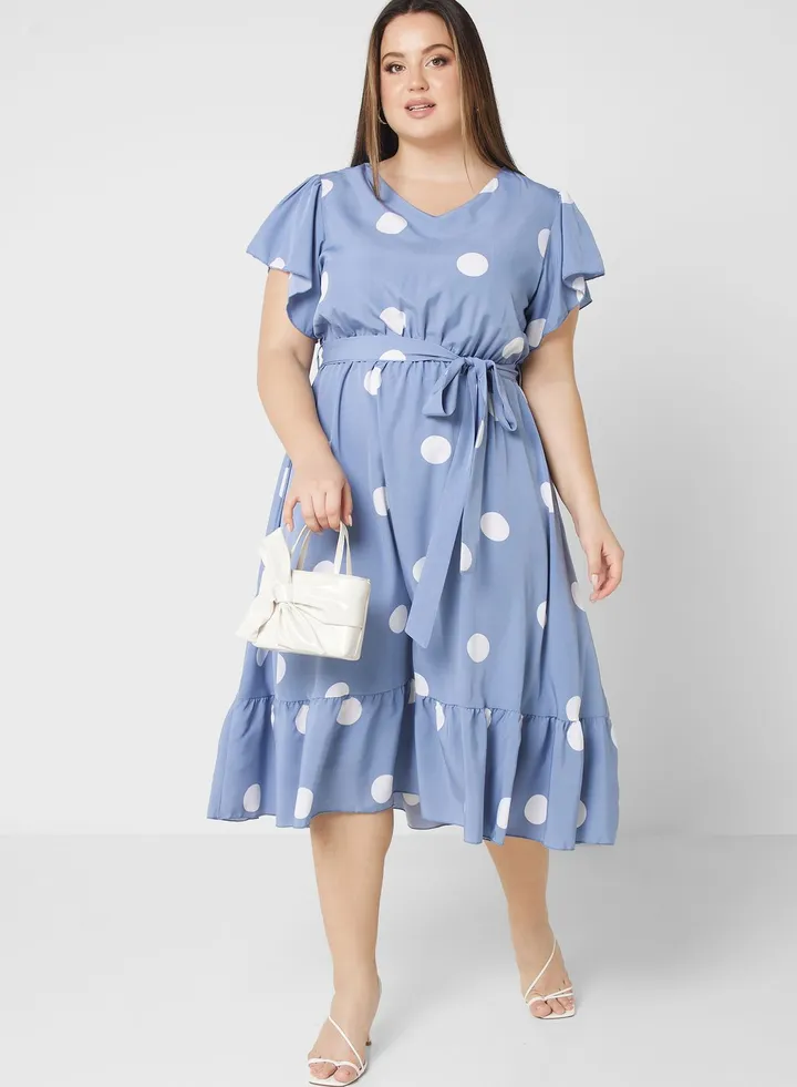 Polka Dot Belted Dress