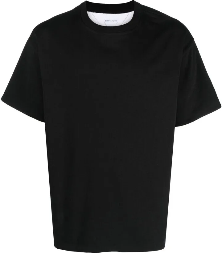 Black Double Layer Cotton T-Shirt