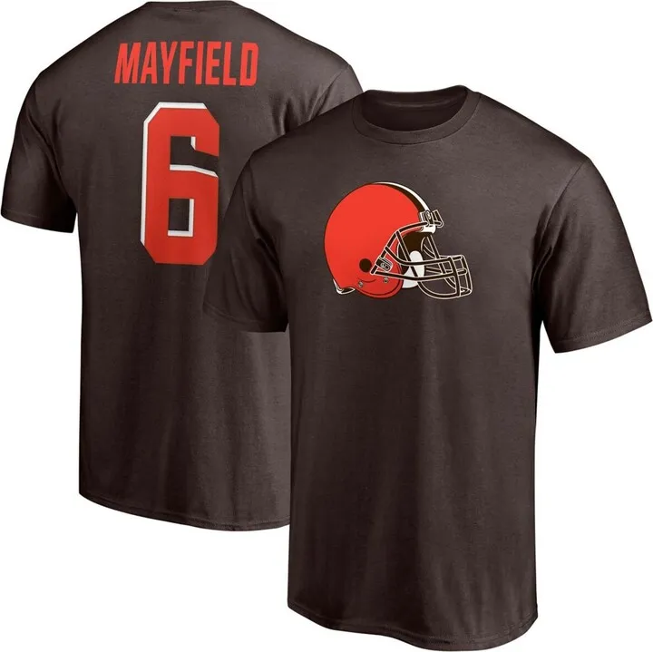 Men's Baker Mayfield Brown Cleveland Browns Player Icon Name and Number T-shirt