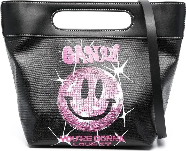 Smiley Face-Print Tote Bag