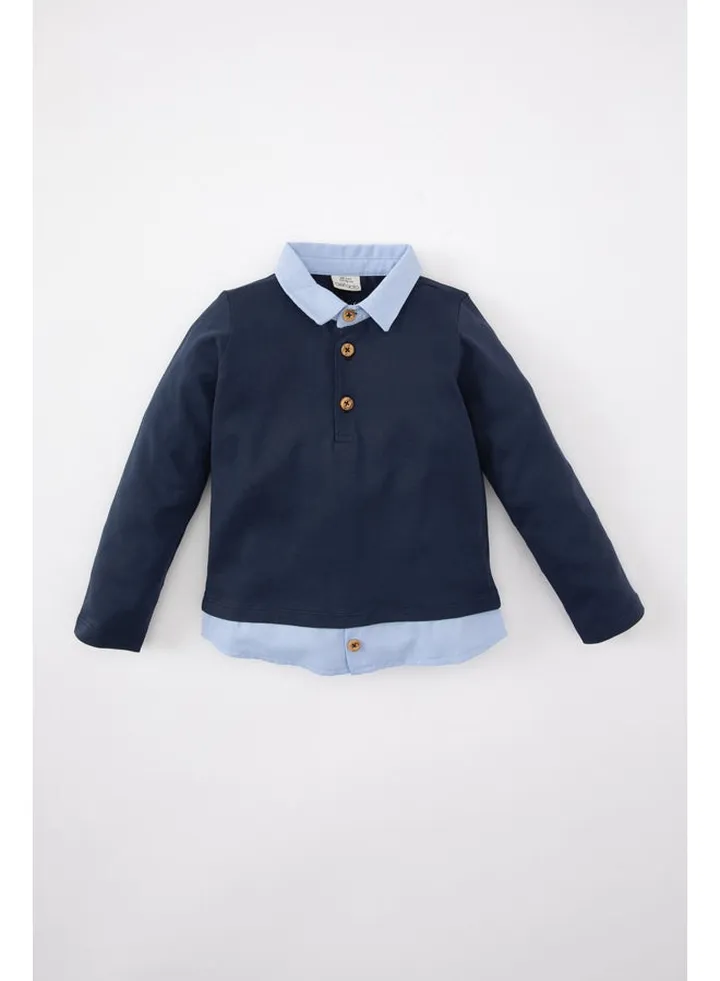 Babyboy Regular Fit Shirt Neck Knitted Long Sleeve T-Shirt