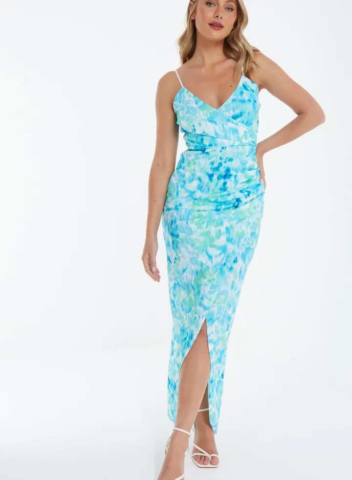 Front Slit Floral Print Dress