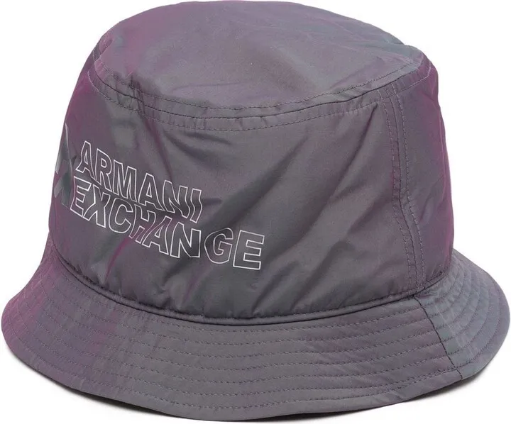 Logo-Print Iridescent-Effect Bucket Hat