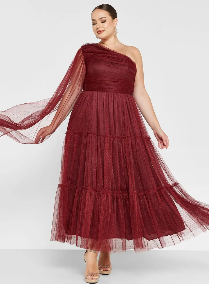 Exaggerated Sleeve Detail Tulle Dress