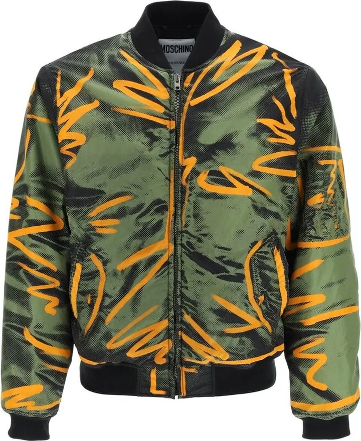 Moschino Graphic-Printed Zipped Bomber Jacket