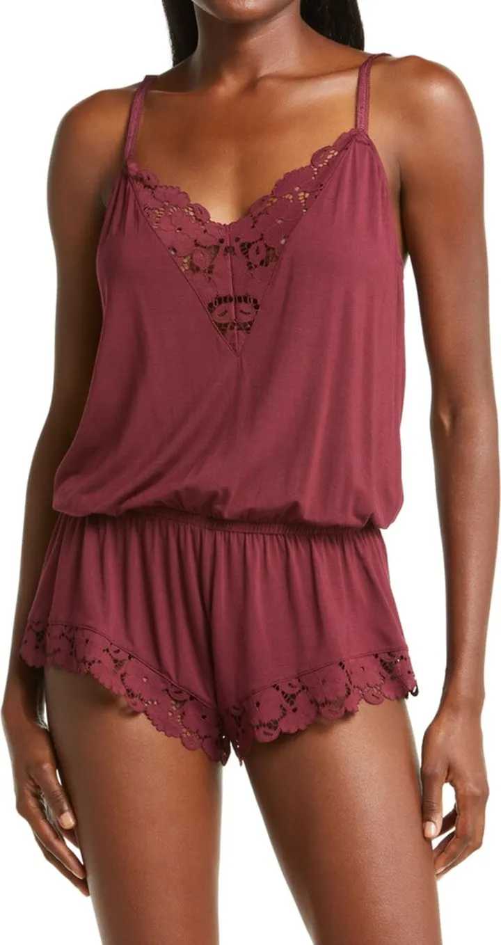 Naya Lace Trim Jersey Knit Romper