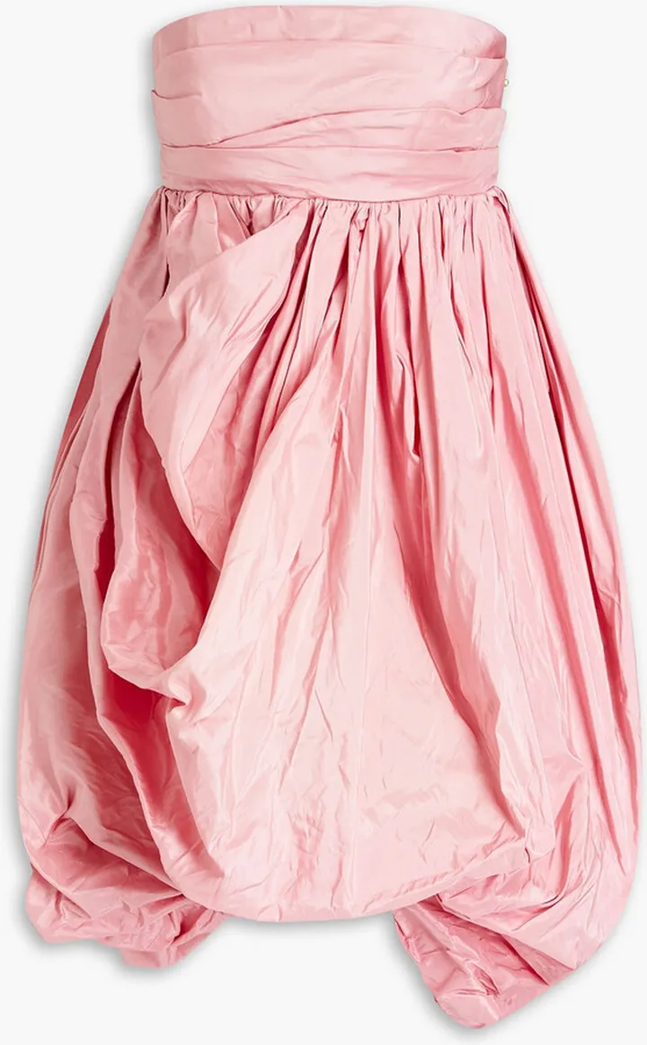 Strapless pleated silk-taffeta dress
