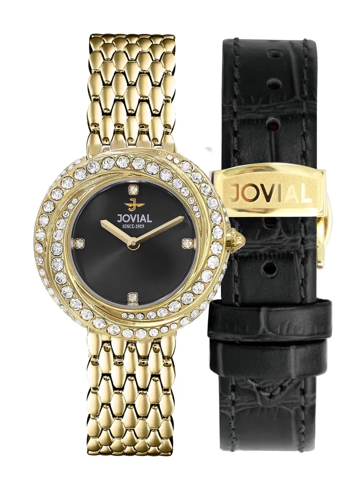JOVIAL 1662 LGMQ03ZE Women's Fashion Stainless Steel watch, 35mm, Black