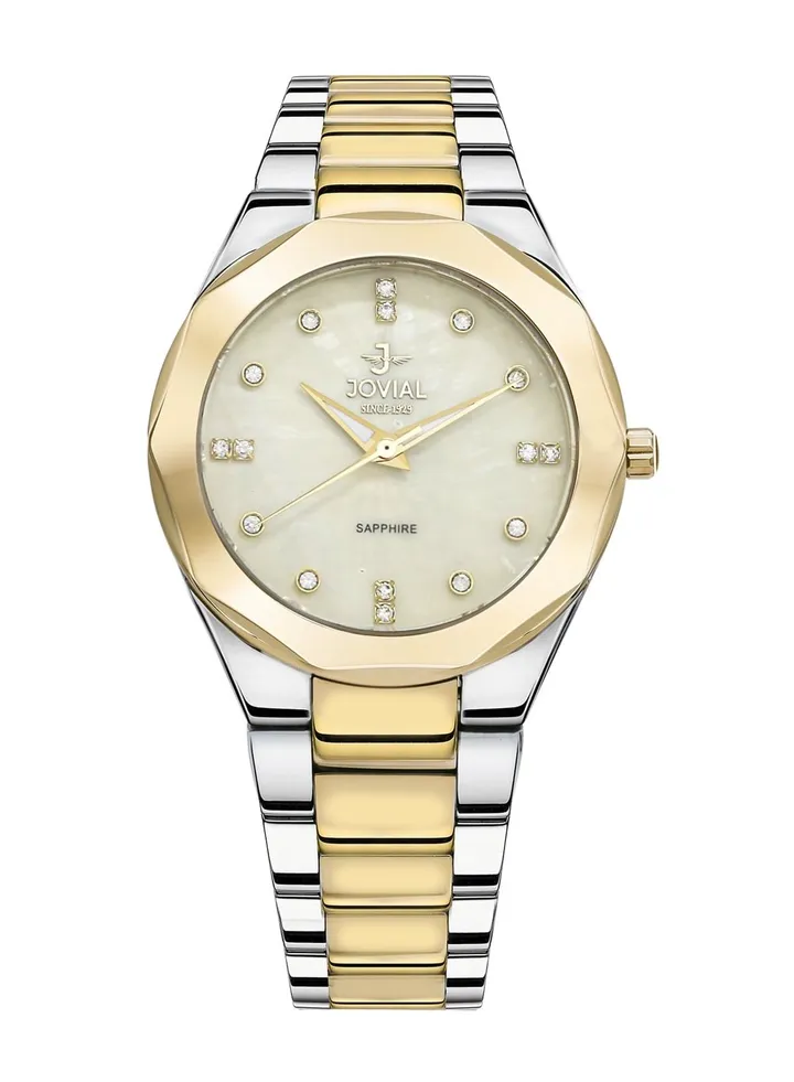 JOVIAL 4758 LTMQ 07E Woman's Fashion, Analog Stainless Steel Band Watch, 36mm, Golden