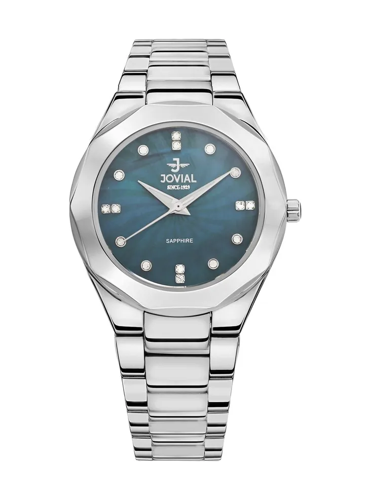 JOVIAL 4758 LSMQ 04E Woman's Fashion, Analog Stainless Steel Band Watch, 36mm, Blue