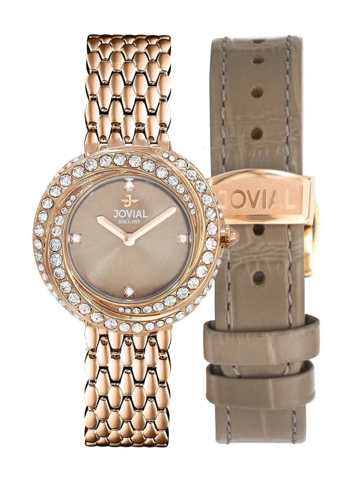 JOVIAL 1662 LRMQ02ZE Women's Fashion Stainless Steel watch, 35mm, Grey