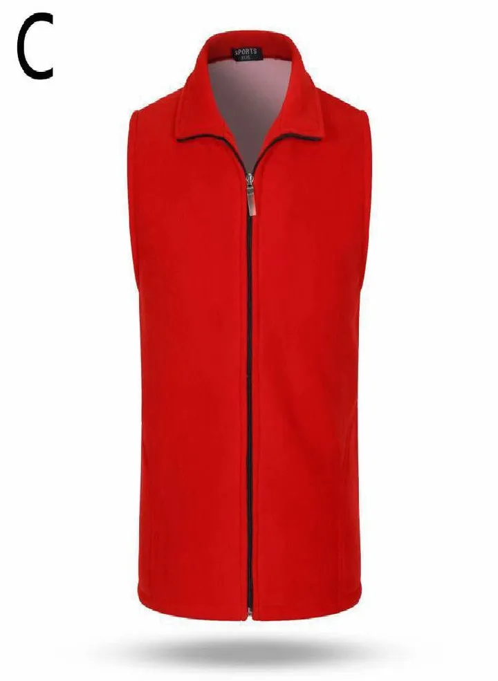 Men Women Outerwear Sleeveless Vest Casual Tops Fleece Jacket Autumn Winter Solid Color