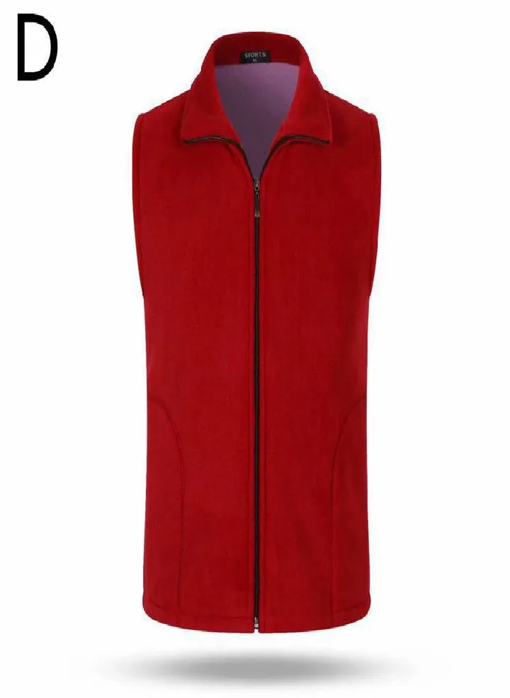 Men Women Outerwear Sleeveless Vest Casual Tops Fleece Jacket Autumn Winter Solid Color