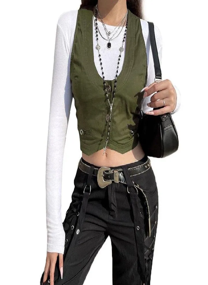 Punk Style Women's Dressy Waistcoat Racerback Vest Vintage U-shaped Neck Steampunk Jacquard Weskit Chic Design 2023