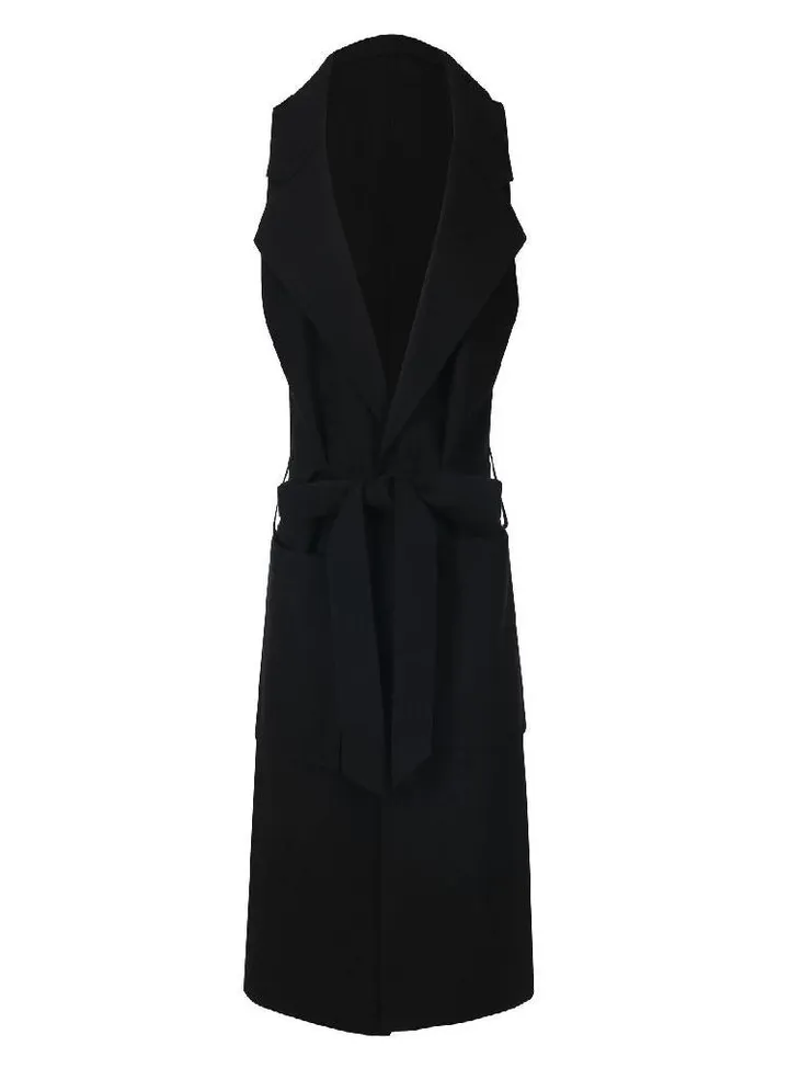 Women Solid Color Sleeveless Short Single-breasted Double-Pocket Woolen Jacket