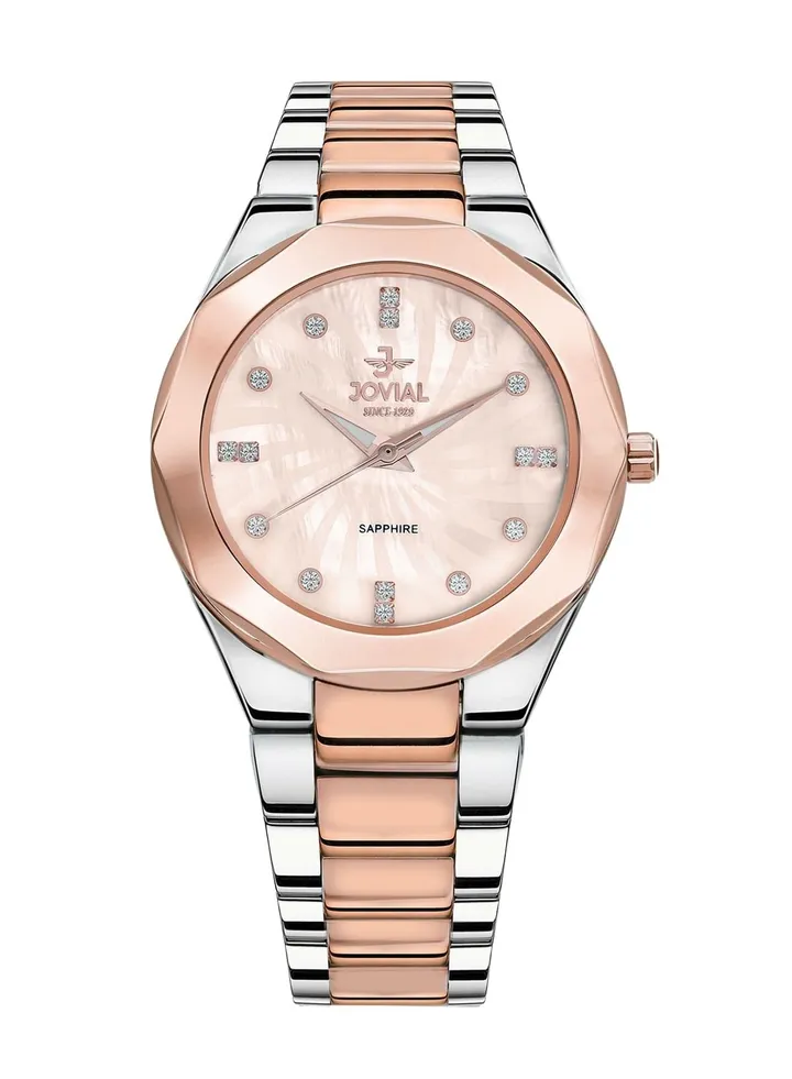 JOVIAL 4758 LAMQ 05E Woman's Fashion, Analog Stainless Steel Band Watch, 36mm, Rose