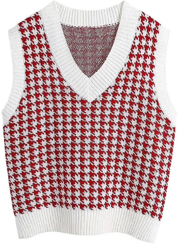 Fashion Autumn and Winter New Women's Knitted Vest V-neck Sleeveless Pullover Sweater