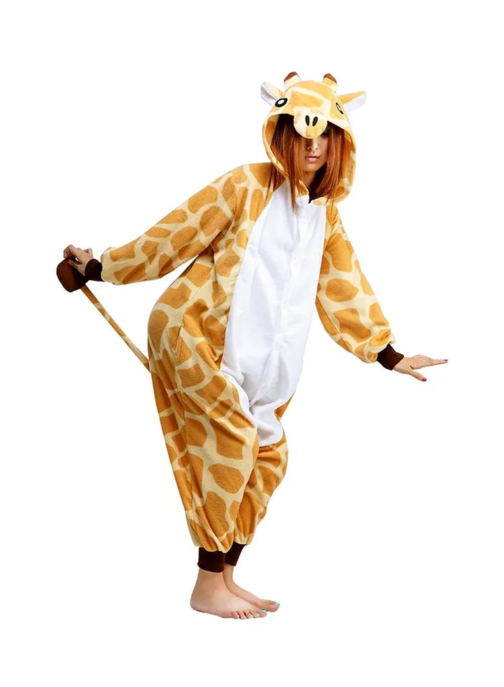 Giraffe Themed Onesie White/Beige/Yellow