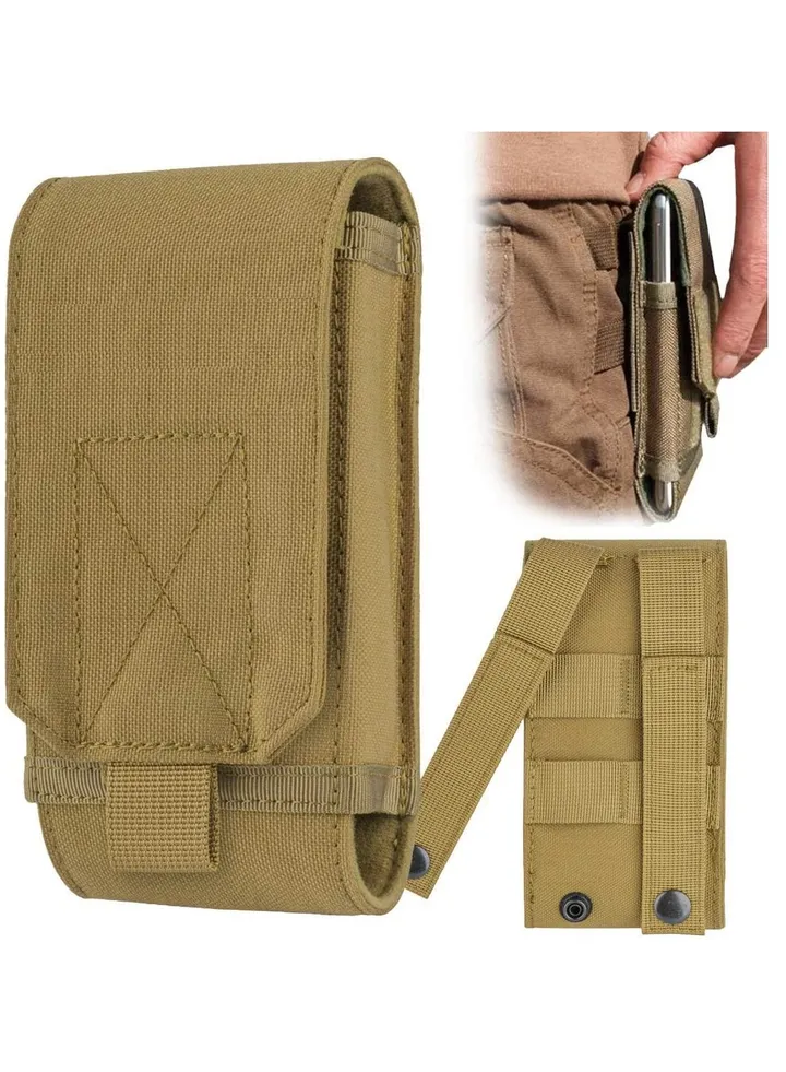 Tactical Waist Pack Army Camo Molle Bag, Mobile Phone Belt Pouch Holster Cover Case Size L, with Zipper Nylon Tool Holder Bag for Camping Hiking