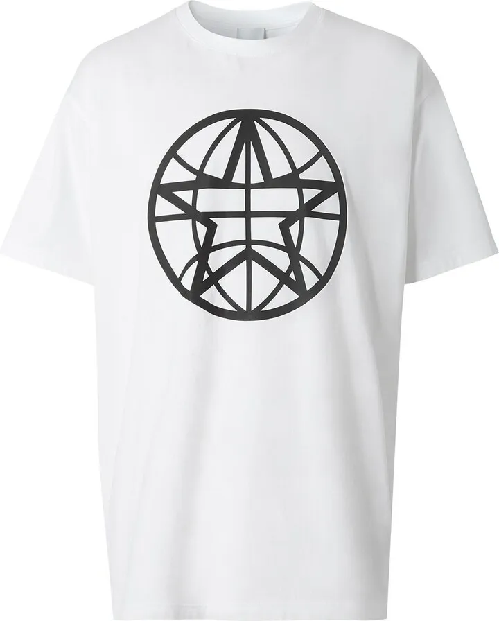 White Globe Star Print T-Shirt