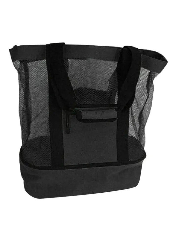 Mesh Beach Picnic Bag With Insulated Cooler Compartment