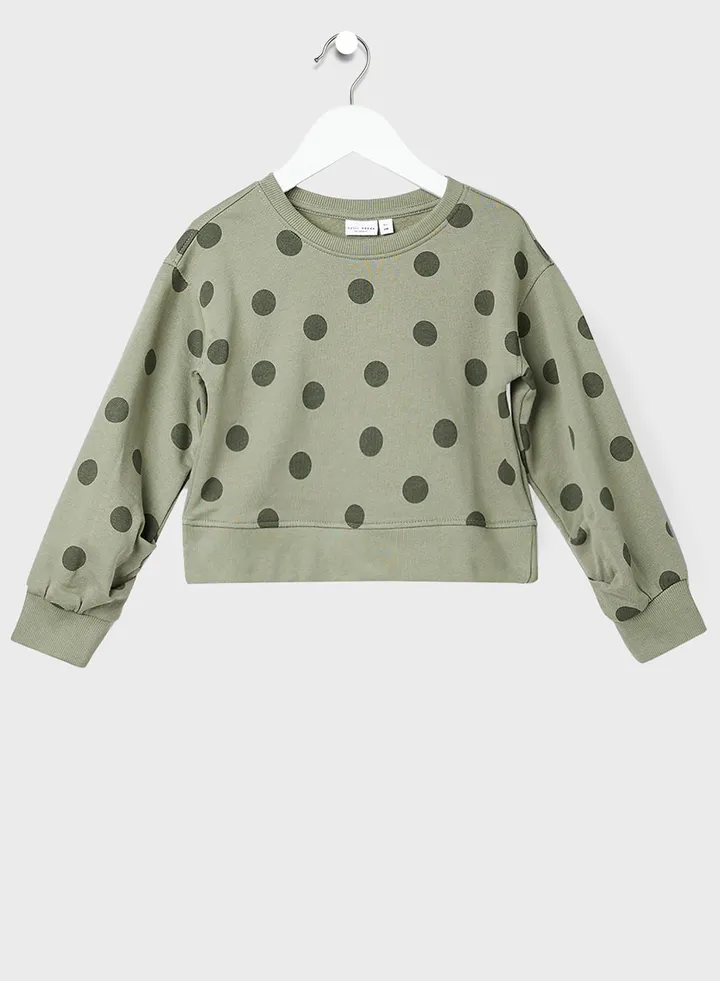 Kids Polka Dot Long Sleeve Sweatshirt
